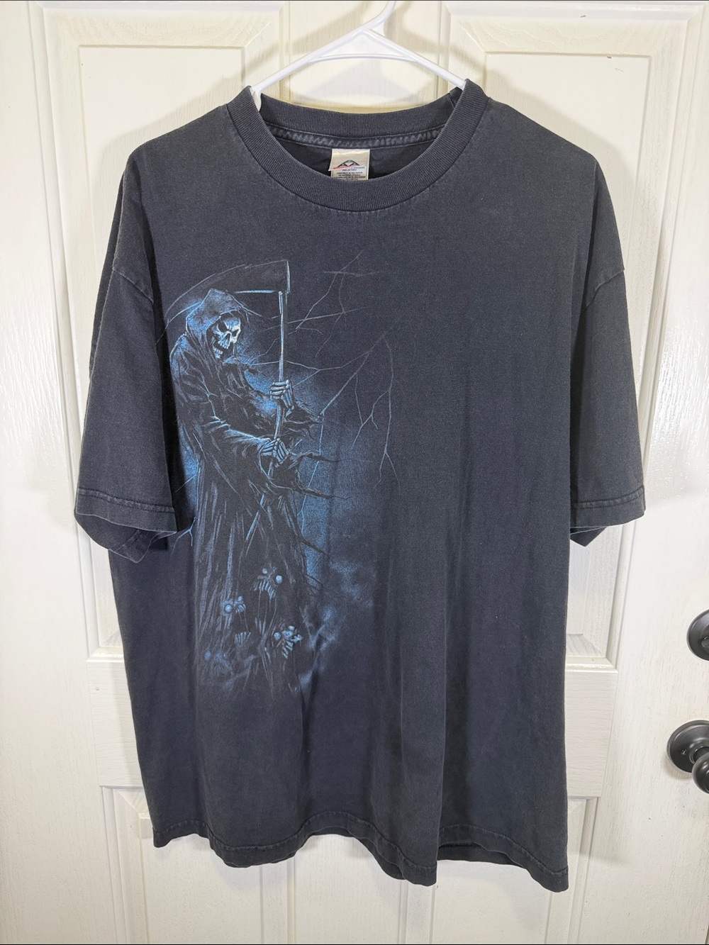 Men's Black Short-Sleeve Graphic Tee with Blue Reaper Print